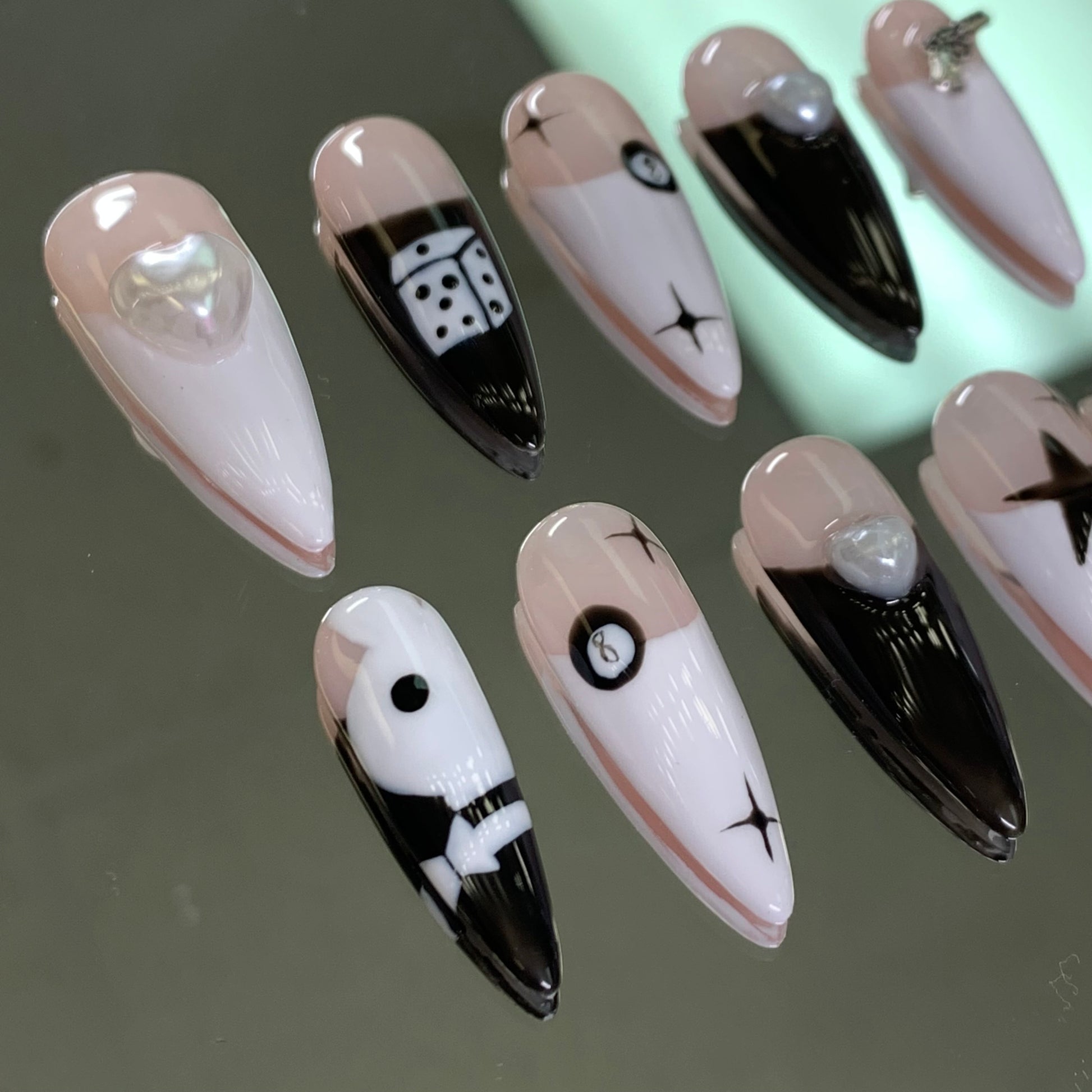 3d chrome nails y2k casino nail art