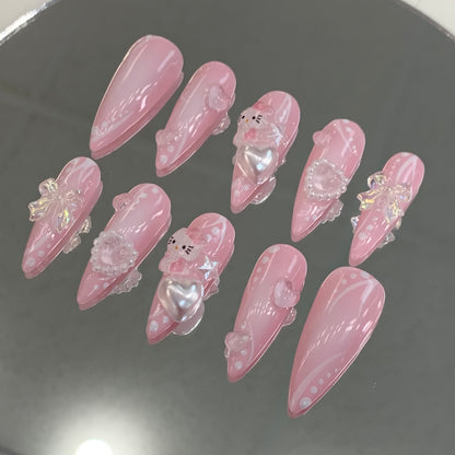 3d chrome hellokitty nails cybersigil nail art 