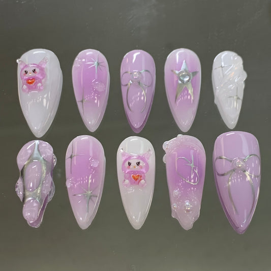 kuromi lilac 3d chrome nails cybersigil nail art